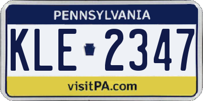 PA license plate KLE2347