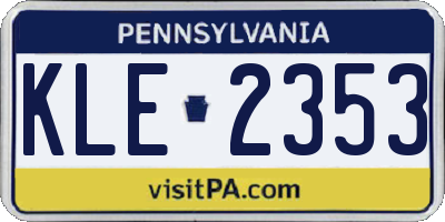 PA license plate KLE2353