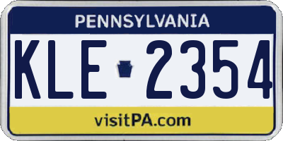 PA license plate KLE2354