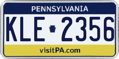 PA license plate KLE2356