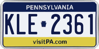 PA license plate KLE2361