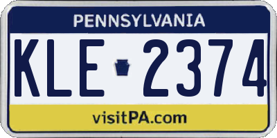 PA license plate KLE2374
