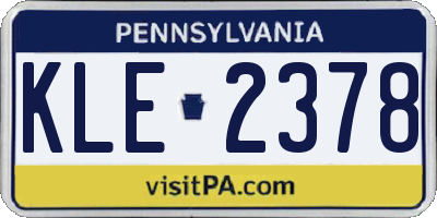 PA license plate KLE2378