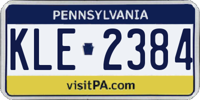PA license plate KLE2384