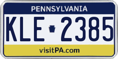 PA license plate KLE2385