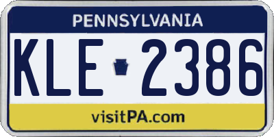 PA license plate KLE2386