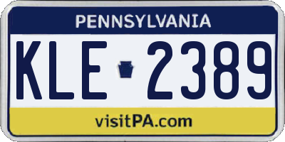 PA license plate KLE2389