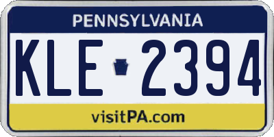 PA license plate KLE2394