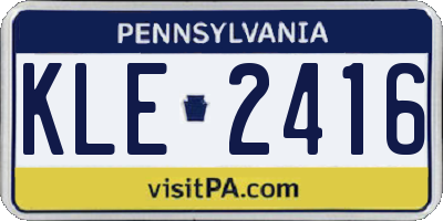 PA license plate KLE2416