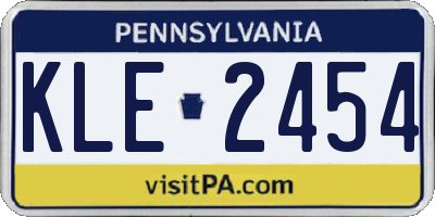 PA license plate KLE2454