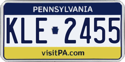 PA license plate KLE2455