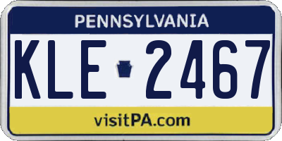PA license plate KLE2467