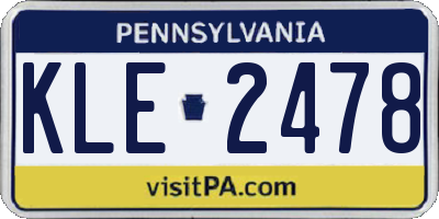 PA license plate KLE2478