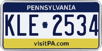 PA license plate KLE2534