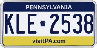 PA license plate KLE2538