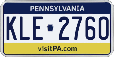 PA license plate KLE2760