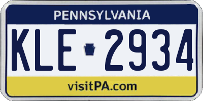 PA license plate KLE2934