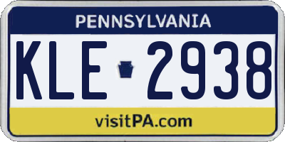 PA license plate KLE2938