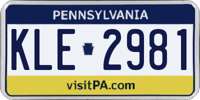 PA license plate KLE2981