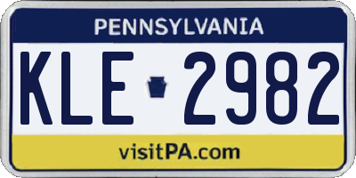 PA license plate KLE2982