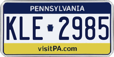 PA license plate KLE2985