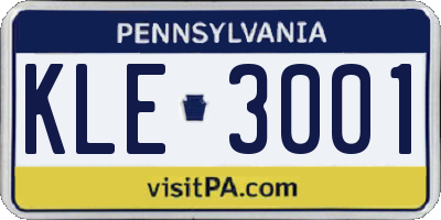 PA license plate KLE3001