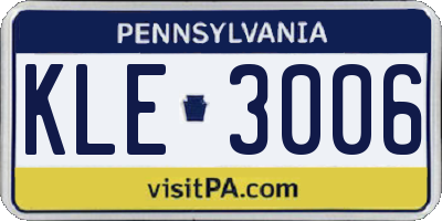 PA license plate KLE3006
