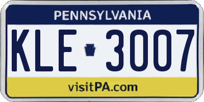 PA license plate KLE3007