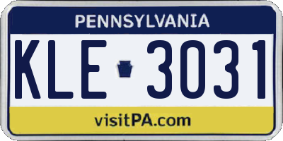 PA license plate KLE3031