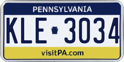 PA license plate KLE3034