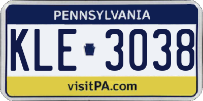 PA license plate KLE3038
