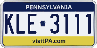 PA license plate KLE3111