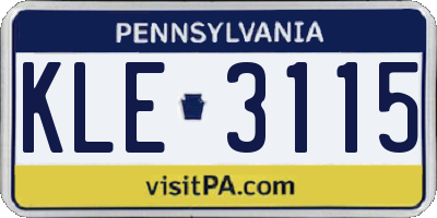 PA license plate KLE3115