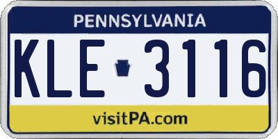 PA license plate KLE3116