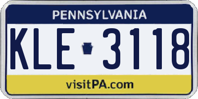 PA license plate KLE3118