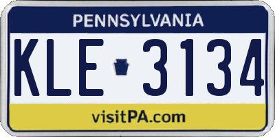 PA license plate KLE3134