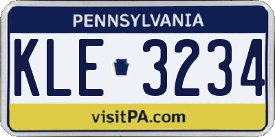 PA license plate KLE3234