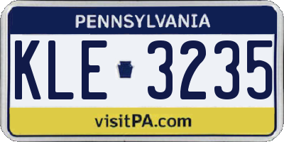 PA license plate KLE3235