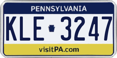 PA license plate KLE3247