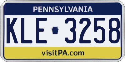 PA license plate KLE3258