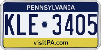 PA license plate KLE3405
