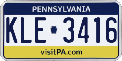 PA license plate KLE3416
