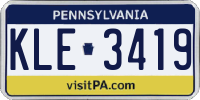 PA license plate KLE3419
