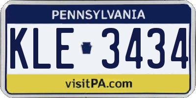 PA license plate KLE3434