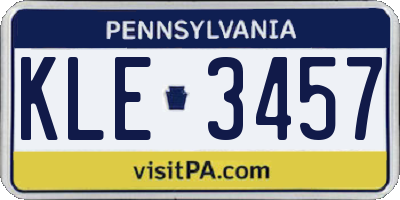 PA license plate KLE3457
