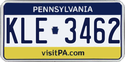 PA license plate KLE3462