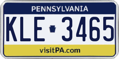 PA license plate KLE3465