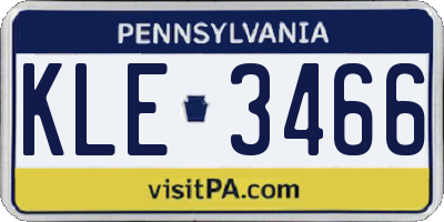 PA license plate KLE3466