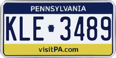 PA license plate KLE3489
