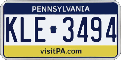 PA license plate KLE3494